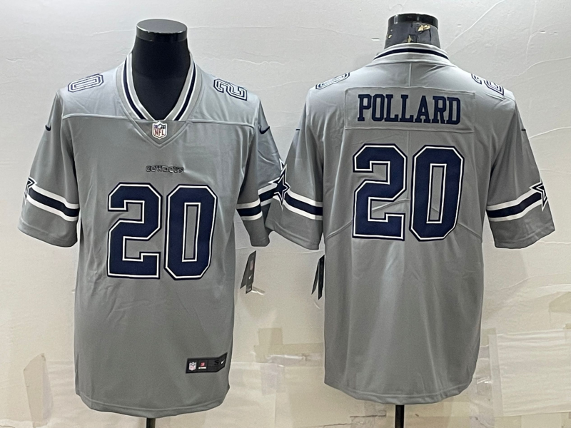 Men's Dallas Cowboys Tony Pollard #20 Gray Inverted Legend Jersey